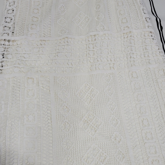 NWOT Ralph Lauren Ivory Crochet Overlay Fringe Hem Shift Dress Size XS - Picture 6 of 9